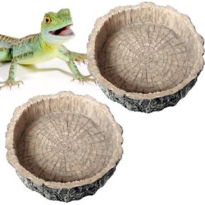 Small Reptile Food Dish 2 Packs Reptile Feeding Food Bowl Novelty Food Bowl Lizard Reptile Water Bowl Dish Gecko Lizard Spider Scorpion Chameleon
