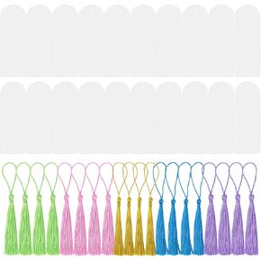 20 Pcs Clear Acrylic Blank Bookmarks with Coloured Tassels for DIY Projects and Graduation Gift Tags