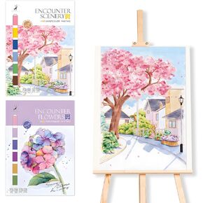 Paint with Water Coloring Book DIY Watercolor Painting for Adult 2 Pack Art Craft Travel with Relaxation for Kids Beginners Flower Scenery 12.4 * 8.8"