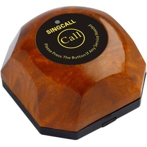 SINGCALL Wireless Calling System,Brown Single Call Button,Guest Call Waiter System(APE560) Can't Be Used Alone