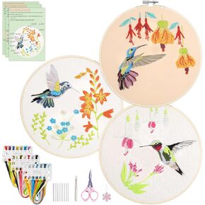 Bonroy 3 Sets Embroidery Kit, Instruction Manual for Beginners, Adult Cross Stitch Kit