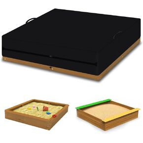 غطاء صندوق رمل مربع ، 600D Oxford Cloth Kids Sandpit Box Cover ， غطاء بديل لألعاب الأطفال الرملية ， مقاوم للماء ، مقاوم للغبار ومقاوم للرياح ، أسود (125*125*20 سم)