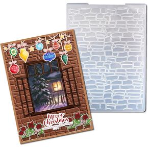 Arbuya Brick Wall Embossing Folders for Card Making Bricks Textured Embossing Folder for Scrapbooking Pages Paper Crafting Clay Decoration