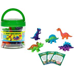 Wow in The World Baby Dino Bucket | Soft and Squeezable | Kids Play Dinosaurs | Learning Through Play | Includes 5 Baby Dinosaur Toys and 3 Fun Fact Cards