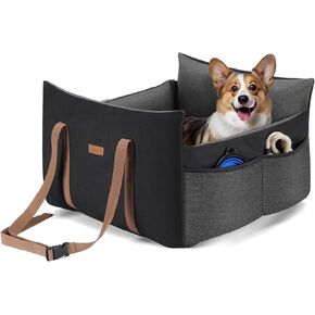 Lekereise Dog Car Seats for Small Dogs, Dog Car Seat with Storage, Large Space Inflatable Dog Booster Seats, Suitable for Small Pets Up to 25lbs(Black)