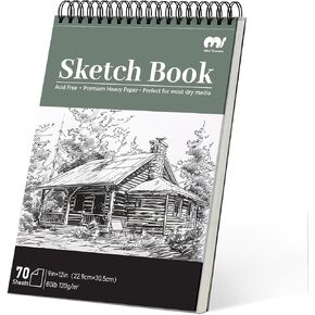 Sketch Book 9 "X12" ، 70 ورقة (80 رطل/120gsm) كراسة رسم ، وسادة رسم فنان مجانية للحمض للرسم ، ورسم ورقة كتابة للأطفال الفنانين المبتدئين ، ووسادة الرسم الحلزوني الأعلى (حزمة واحدة)