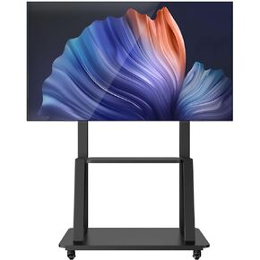 Mobile TV Cart for 32-75 inch LCD LED 4K Flat Curved TVs, 50 55 60 65 70 inch, Heavy Duty Rolling TV Stand with Wheels, Max VESA 600x400 mm up to 110 lbs, Movable Floor Mount Stand with Shelf