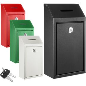 4 Pack Metal Donation Boxes Safe Collection Box Suggestion Box with Keys and Lock Wall Mounted Mailbox Delivery Ballot Box for Cash Money Home Office Outdoor Door, 10.24x5.71x2.95in