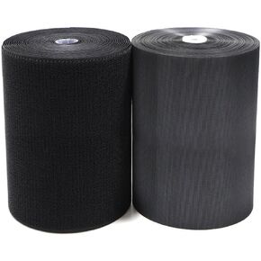 Sew On Hook and Loop Tape 11 Yards, Fastening Nylon Fabric Tape (4 in Wide, 11 Yards Hook and 11 Yards Loop) Black for DIY Craft Interlocking Tape Sewing Fasteners with Non-Adhesive