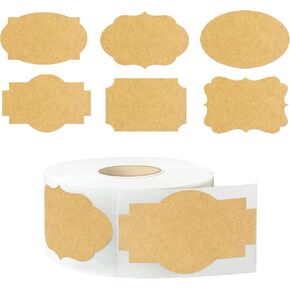 350 PCS Gift Tags Stickers Name Labels Stickers,2" x 1.2" Fancy Shape Stickers Self-Adhesive Handmade Bottle All-Purpose Jar Labels for Presents Cosmetic Decoration Jars Food Craft (Kraft)