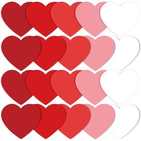 Valentine's Day Paper Cutouts 50 Pcs 6 Inch Love Heart Shape Cut-Outs Gradient Pink Red Large Bulletin Board Decoration with 100Pcs Glue Points for DIY Crafts Home Party Classroom