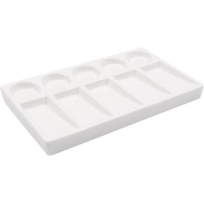 Coshar 10 Wells Ceramic Paint Palette Rectangle Porcelain Artist Palette Watercolor Mixing Tray for Painters Separating Mixing Watercolor Oil Painting