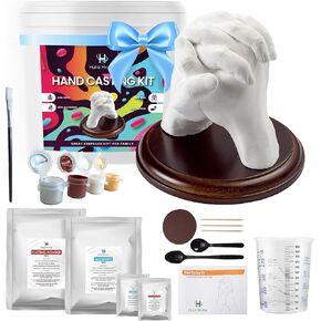 Hula Home Hand Casting Kit for Couples or Family | Paint & Mounting Plaque Included | DIY Plaster Hand Mold Keepsake Sculpture Kit Gifts for Her, Kids, Weddings, Anniversary