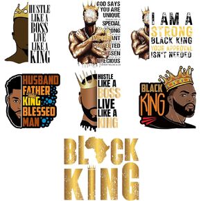 7PCS Black Man Small Size Iron On Decals Thermal Transfer Stickers for Clothing Heat Press Decoration Appliqued Sublimation Patches Iron On Transfer Designs Heat Press Vinyl for Shirts