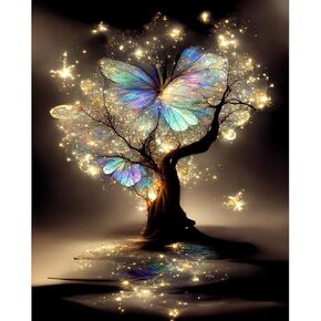 BOHADIY Diamond Painting Kits for Adults. Butterfly Tree of Life Diamond Art Full Drill Round Gem Art 5D Diamond Dots Diamond Kits for Beginners Gem Art Painting Suitable Home Wall Decor 12x16inch