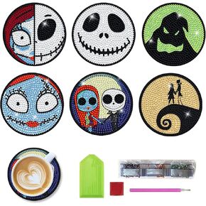 Weadatty 6 PCS Diamond Painting Coasters Kits, DIY Cool Diamond Art Coaster Sets for Beginners Adults and Kids Art Craft Supplies Holiday Gift