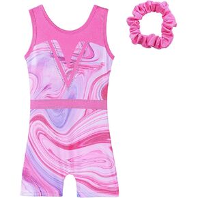 BAOHULU Leotard for Girls Gymnastics Toddler Tumbling Shorts Sparkle Dance Tank Biketards with Scrunchie