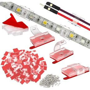 100PCS Mounting Clips for LED Strip Lights with Self-Adhesive Tape + Screws-Light Clips, Ideal Mounting Brackets for 0.31-0.39in/8-10mm Both Indoor Strip Light and Outdoor Waterproof Light Strips