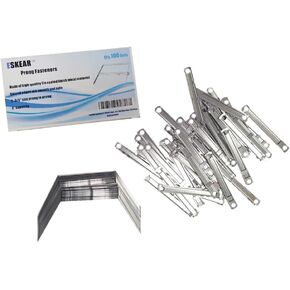 Standard 2-Piece Paper Fasteners, 2 Inch Capacity, 2.75 Inch Centers, 100 Sets/Box, Tin plated