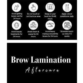 Brow Lamination Aftercare Card | 50 Pack | 2x3.5 Inch Business Card Size | Lash Lift and Tint, Black & White Simple Design with Illustration & Instruction