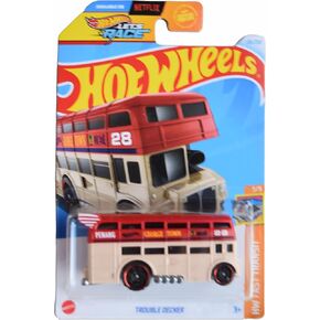 Hot Wheels Trouble Decker, 1:64 Scale Bus, Red, 3 x 2 x 1 Inches, Kid, Children, Unisex
