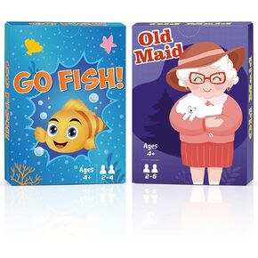 Card Games,Go Fish and Old Maid Card Game for Kids Ages 4-8,Fun Classic Interactive Games for Kids Toddlers Adults,Perfect for Stocking Stuffers Gifts,Family Game Night Party Games(Go Fish&Old Maid)