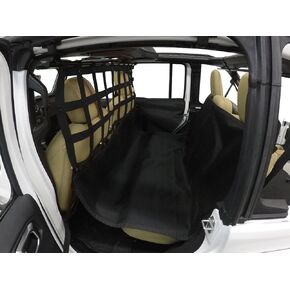 Pet Divider with Hammock and Door Protectors for JLU 4 Door and JT Gladiator Behind Front Seats 2018 2019 2020 2021 2022 2023 - Webbing - Black