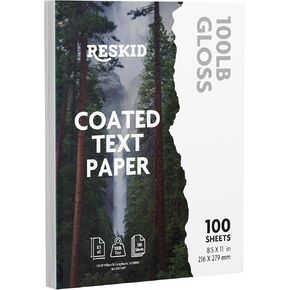 100 ورقة حزمة من ورقة Gloss Text Digital C2S ذات الوجهين على الوجهين-مثالية لطباعة الليزر الملونة ، مقترحات التصميم ، النشرات ، الكتيبات | 8.5 × 11 | نص لامع 100 رطل | المغلفة اللامعة