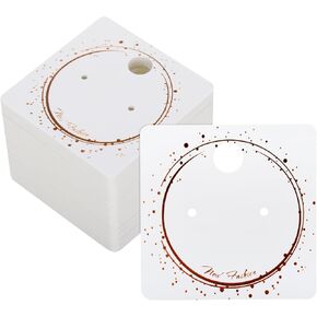 joycraft Earring Display Cards, 100Pcs White Earring Tags with Foil Rose Gold, 2 Inch Square Hanging Paper Earring Display Tags for Selling, Personalized Earring Cards for Stud, Earring, Retail