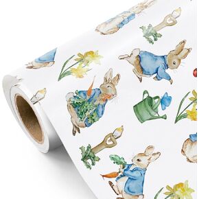 WRAPAHOLIC Easter Wrapping Paper Roll - Mini Roll - 17 Inch x 16.5 Feet - Rabbit Design Perfect for Easter, Spring Party, Baby Shower, Holiday