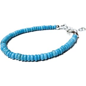 Chakra Healing Energy Beaded Bracelet, Real Gemstones, Genuine Turquoise Throat Chakra Expression, Adjustable Chain, Sterling Silver Clasp, Gift for Her, Layering Bracelets (Turquoise Rondelle) in Saudi Arabia