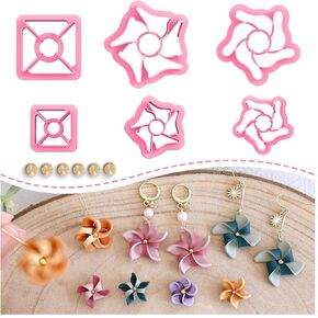 KEOKER Pinwheel Polymer Clay Cutters, Spring Polymer Clay Cutters, Summer Clay Cutters for Polymer Clay Jewelry, Summer Clay Earring Cutters, 6 Shapes Clay Cutters for Earrings, Spring Clay Cutters