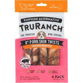 6" Pork Skin Twists - Collagen Chews for Dogs - Chicken Wrapped Jerky - Made with Real Pork Skin - Rawhide Alternative - Limited Ingredient - Easy to Digest Treat, 1 Bag, 9 Count