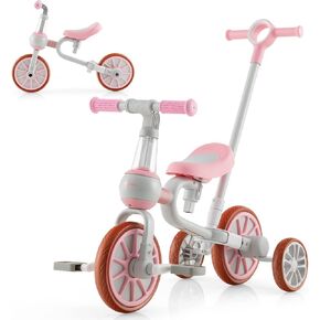 BABY JOY 4 in 1 Tricycle for Toddlers, Kids Trike Baby Balance Bike w/Adjustable Seat, Pedals & Wheels, Boy Girl Ride-on Toy