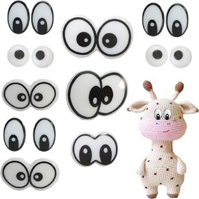 Zhbrchz 120pcs 14mm-38mm Plastic Safety Eyes Cartoon Eyes Crafts Safety Eyes with Washers for Amigurumi Crochet Bears Stuffed Animals DIY Clay Doll Making