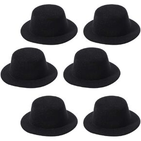 6 Pcs Felt Top Hats, Black Mini Formal Hats Party Hats Snowman Hats for Crafts Christmas Party Decoration for Your Snowman Doll and Other Craft Project Hair Accessories Decorate 5.3"W
