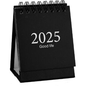 2025 Desk Calendar Standing Flip Mini 2025 Desktop Calendar for Planning Organizing Daily Scheduler Suit for Home School Office Table Desk Decoration (Black)