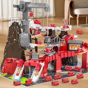 Boys Dinosaur Race Track Playset - Dinosaur Rolling Hill car Track for Kids, Car Ramp Track Toys for 3 4 5 6 7 Year Old Boys, Kids Toys Mountain Track, Small Car for Kids