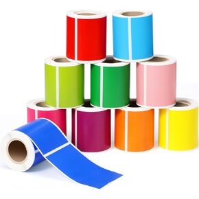 Ctosree 10 Rolls Color Labels for Sign Rectangular Color Coded Stickers Adhesive Moving Labels Solid Tags for Inventory Organization File(2 x 3 Inch)