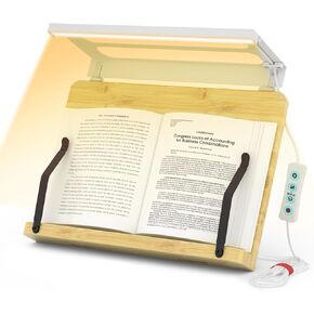 Book Stand for Reading,Large Book Stand with Light,Foldable Cookbook Stand,Hands Free Reading Book Holder for Textbook,Sheet Music,iPad,Drawing,Gift for Book Lovers（15.4" x 11.0"）