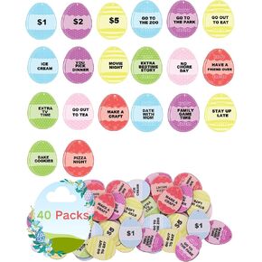 40Pcs Easter Egg Fillers Wooden Tokens,Easter Basket Essentials ,Basket Stuffers for Teen Easter Prizes Stuffers Coins, Unique Family Easter Egg Hunt Activities (40)