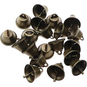 KKUANG 20PCS Vintage Horn Bells Antique Brass Open Bells with Hammers Classic Christmas Decoration Small Bells 2.6cm/1.02inch Wind Chime Bells Antique Brass Open Bells Holiday Pet Hanging Decoration