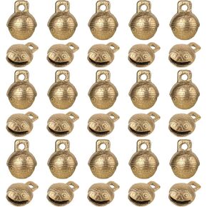 30 Pack Vintage Bells for Crafts Brass Bells, Vintage Tibetan Brass Bells, Mini Jingle Feng Shui Bell Charms, Brass Jingle Bells for DIY Crafts, Necklace, Jewelry Making
