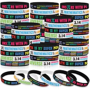 60 Pcs Pi Day Silicone Bracelets, Math Pi Day Rubber Stretch Wristbands International Day of Mathematics Science Accessories Classroom Prizes and Awards for Π day Educational Party Favors Supply Gift