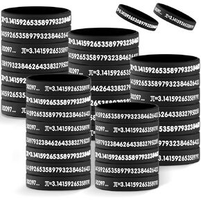 Roowest 36 Pcs Pi Math Wristbands 3.14 Fun Pi Day Decorations Classroom Gifts for Student Bulk from Teacher Rubber Bracelet Science Irrational Number Prize (Solid Color)