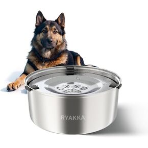 3L / 101oz Splash Proof Dog Water Bowl Stainless Steel No Spill Dog Bowls Slow Drinking Dog Water Bowl