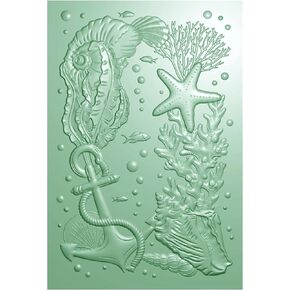 Briartw 3D Embossing Folder for Card Making,Seabed Anchor Clear Plastic Texture Fades Embossing Folder Template for Scrapbooking and Other Paper Craft Album Stamps DIY Decoration