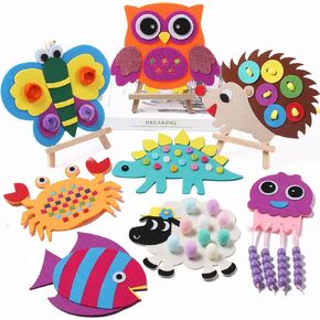 Favensen Animal Felt Crafts Kits for Kids Ages 4-8 Animal Stickers for Window Art Door Wall,Paper Art & Craft Activity Kit Age 456789 Girls Boys Gift 8 DIY Creative Toddler Crafts Kit Supplies