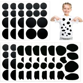 Benwanfee 12 Sheets Adhesive Felt Circles, Round and Irregular Shape, Black, Felt Material, Ideal for DIY Projects, Costume Party Decorations