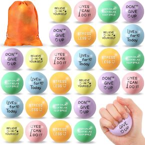 Hydren 48 PCS كرات الإجهاد التحفيزية للبالغين 2 بوصة مع اقتباسات ملونة كرات الإجهاد الرغوية الملونة هدايا كبيرة لفريق زملاء العمل في الموظفين